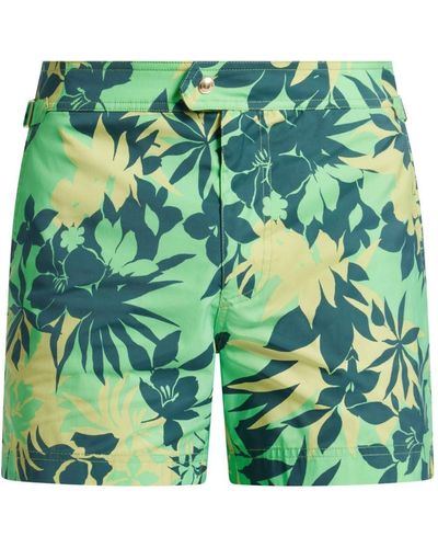 Tom Ford Floral-print Swim Shorts - Green