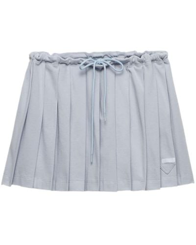 Prada Piqué pleated mini-skirt - Blu