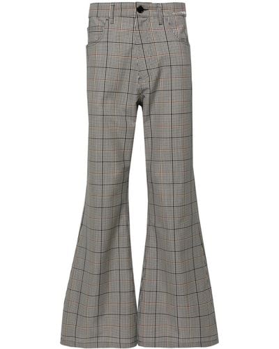 Marni Gingham-check Flared Trousers - Grey