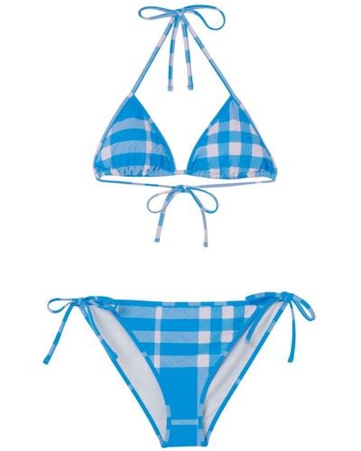 Burberry Bikini à motif Vintage-Check - Bleu