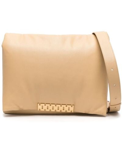 Victoria Beckham Puffy Jumbo Chain Leather Shoulder Bag - Natural