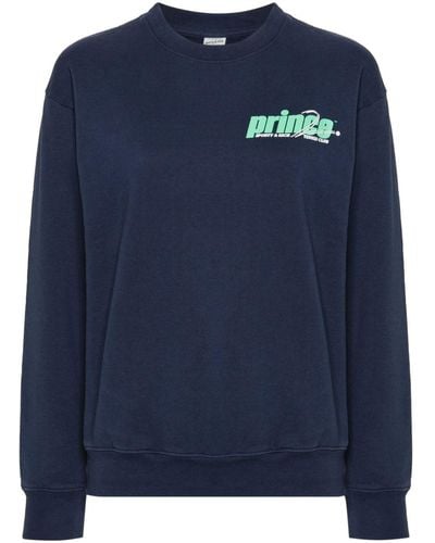 Sporty & Rich Logo-print Cotton Sweatshirt - Blue