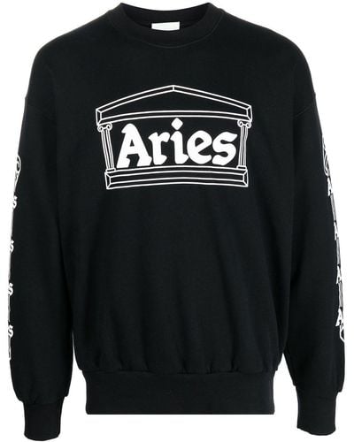 Aries Logo-print Long-sleeve Top - Black
