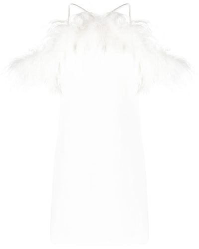 P.A.R.O.S.H. Feather-detail Halterneck Minidress - White