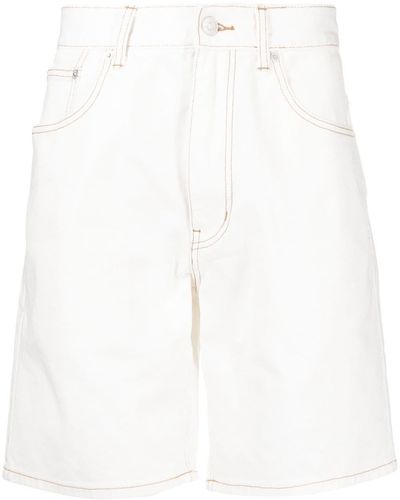 Chocoolate Straight-leg Denim Shorts - White