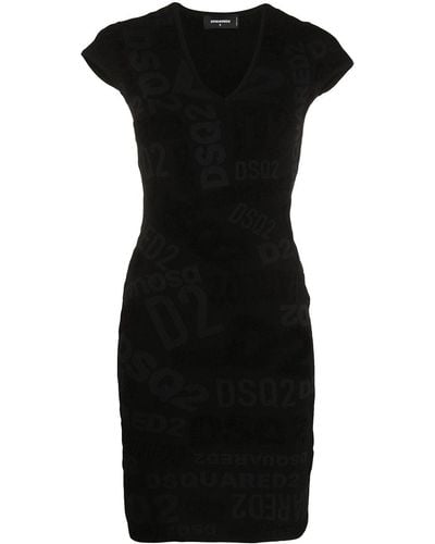 DSquared² Chenille Logo Print Dress - Black