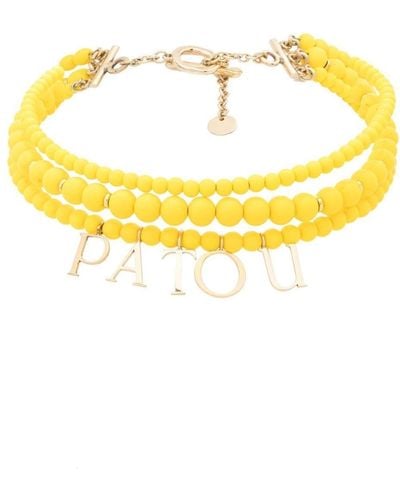 Patou Pop Pearls Logo-cham Necklace - Yellow