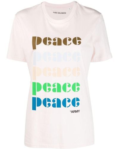 Yves Salomon Camiseta con motivo de símbolo de la paz - Blanco