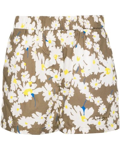 MSGM Shorts mit Blumen-Print - Weiß