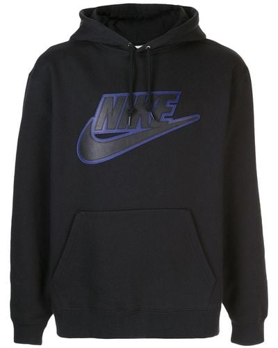 Supreme X Nike leather applique hoodie - Noir