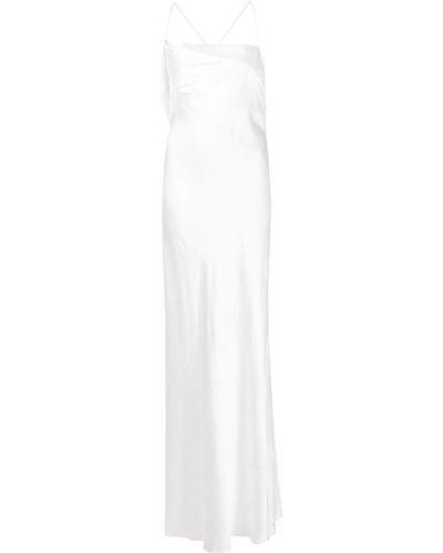 Michelle Mason Vestido de fiesta con cuello desbocado - Blanco