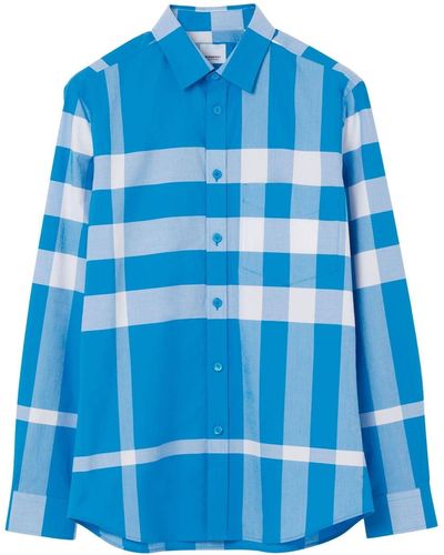Burberry Camisa a cuadros oversize - Azul