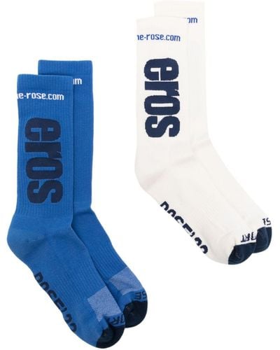 Martine Rose Eros Cotton Socks (pack Of Two) - Blue
