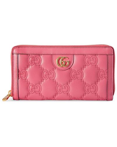 Gucci GG Matelassé Zip-around Wallet - Pink