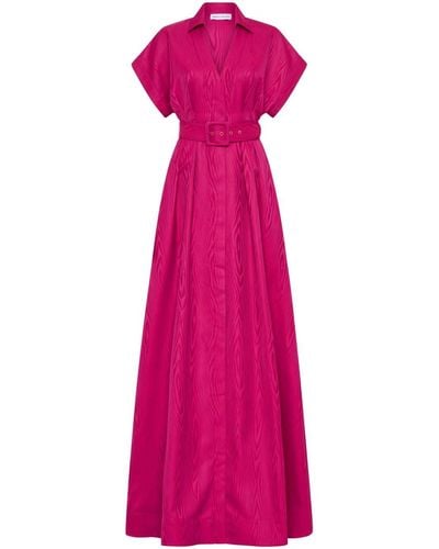 Rebecca Vallance Cynthia Belted V-neck Gown - Pink