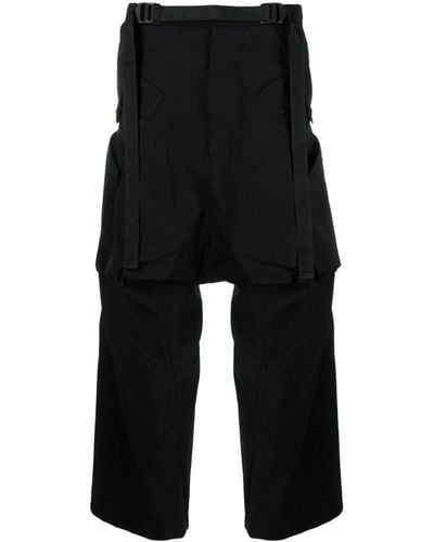 ACRONYM Belted Ruched Drop-crotch Trousers - Black