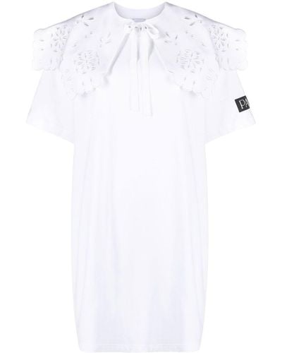 Patou T-Shirtkleid mit abnehmbarem Kragen - Weiß