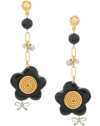 Amir Slama Boucles d'oreilles à design de fleur - Noir