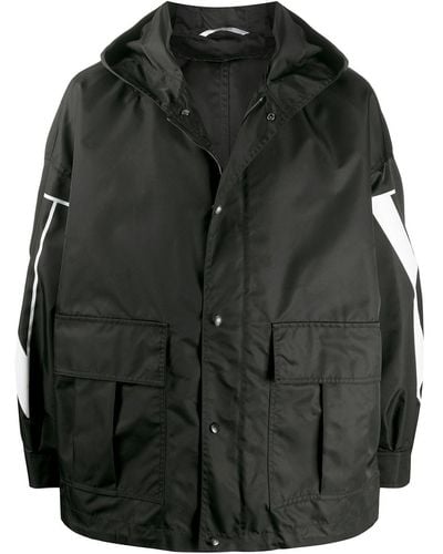 Valentino Garavani Vltn Print Windbreaker Jacket - Black