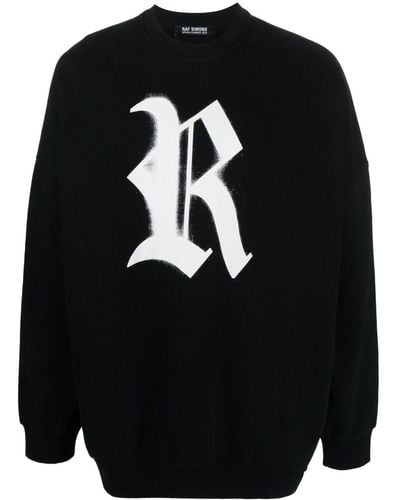 Raf Simons Logo-print Crew-neck Sweatshirt - Black