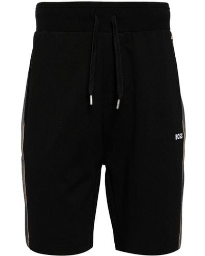 BOSS Side-stripe Logo-embroidered Track Shorts - Black