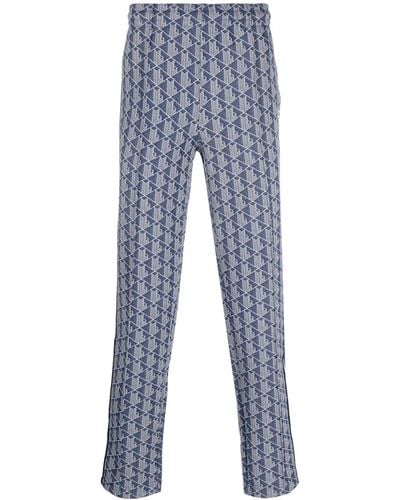 Lacoste Jacquard Monogram-pattern Track Pants - Blue