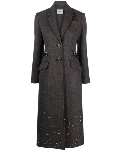 DURAZZI MILANO Chevron Eyelet-embellished Midi Coat - Black