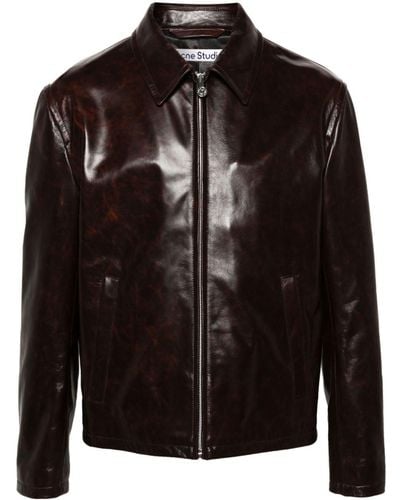 Acne Studios Zip-up Leather Jacket - Zwart