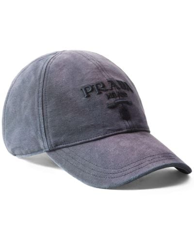 Prada Logo Embroidered Baseball Hat - Blue