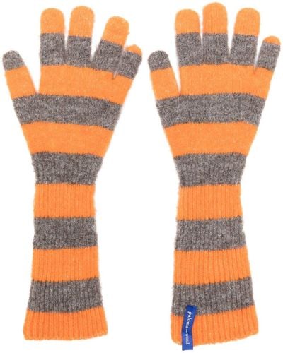 Paloma Wool Striped Brushed-effect Gloves - Orange