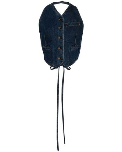 Pushbutton Jeans-Top mit Neckholder - Blau
