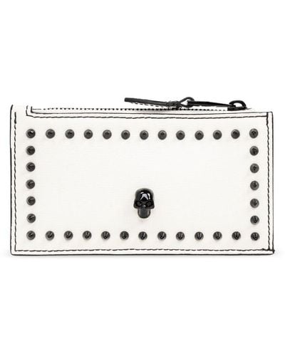 Alexander McQueen Skull And Studs Leather Wallet - White