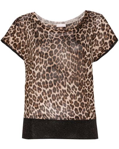 Liu Jo Leopard-print Knitted Top - Brown
