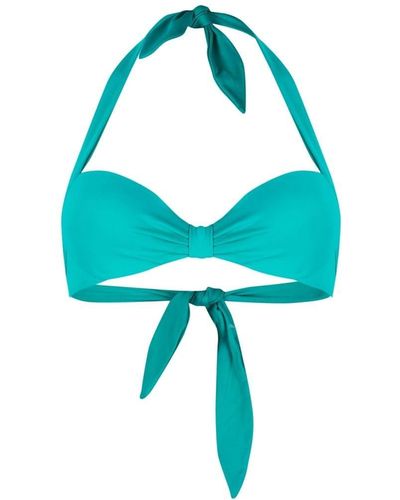 Mc2 Saint Barth Top de bikini con detalle fruncido y cuello halter - Azul