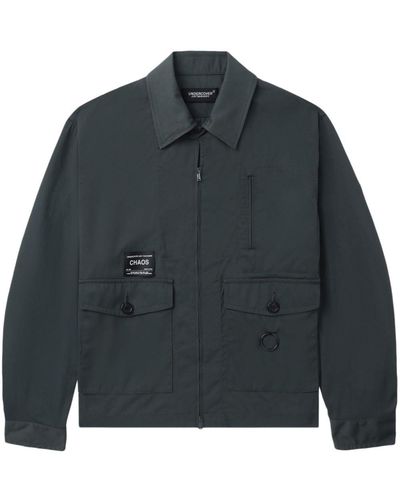 Undercover Logo-patch Twill Shirt Jacket - Blue