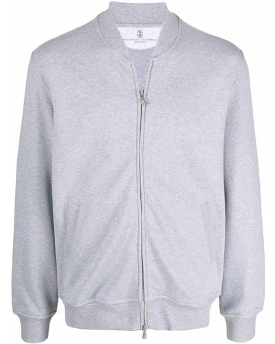 Brunello Cucinelli Zip-up Sweater Bomber Jacket - Gray