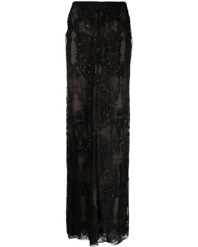 Gemy Maalouf Draped Lace Maxi Skirt - Black