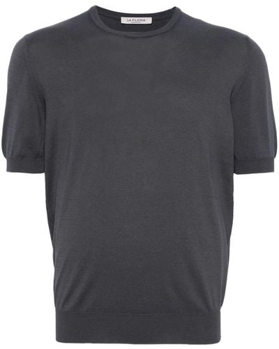 Fileria Crew-neck Fine-knit T-shirt - Black