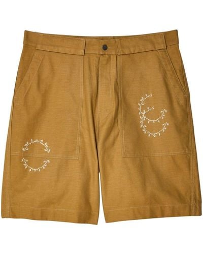 Adish Embroidered Cargo Shorts - Natural