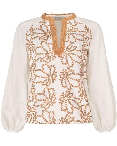 Silvia Tcherassi Molveno Fringed Blouse - Natural