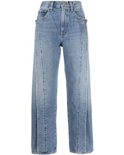 Agolde Fold Jean High-rise Wide-leg Jeans - Blue