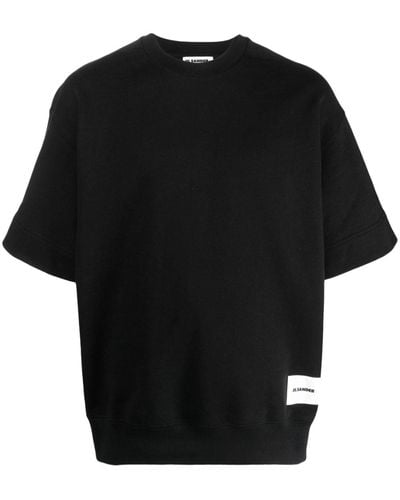 Jil Sander Logo-patch Short-sleeve Sweatshirt - Black