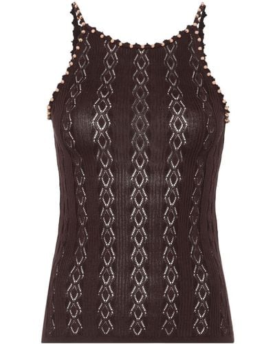 Sandro Beaded Open-knit Top - Brown