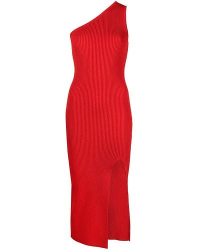 Michael Kors Asymmetric One-shoulder Knitted Dress - Red