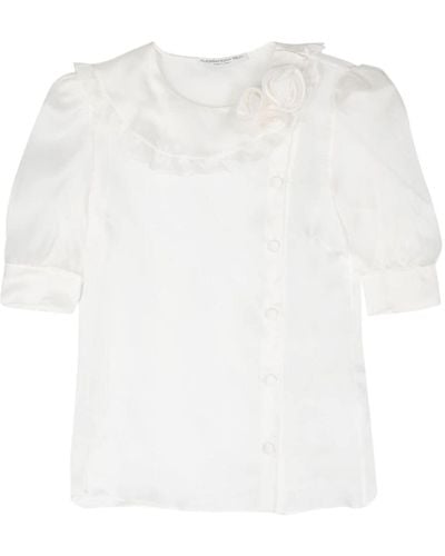 Alessandra Rich Floral-appliquéd Silk Blouse - Women's - Polyamide/silk - White