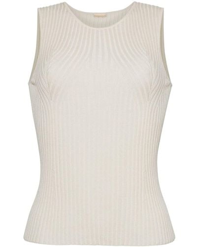 Adam Lippes Perforated-embellished Ribbed-knit Top - White