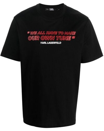 Karl Lagerfeld Slogan-print Organic Cotton T-shirt - Black