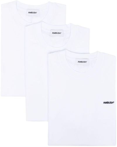 Ambush Logo-embroidered Cotton T-shirt (pack Of Three) - White