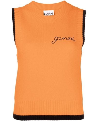 Ganni Gestricktes Top - Orange
