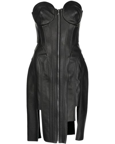 Natasha Zinko Robe en cuir à design corset - Noir